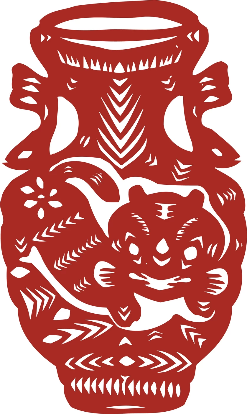 中国风中式传统喜庆民俗人物动物窗花剪纸插画边框AI矢量PNG素材【1589】
